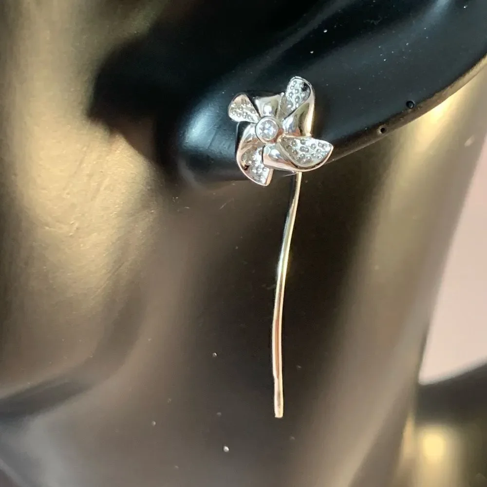 Sterling Silver Windmill Stud Earrings Tassel Earrings Dangles for Women…